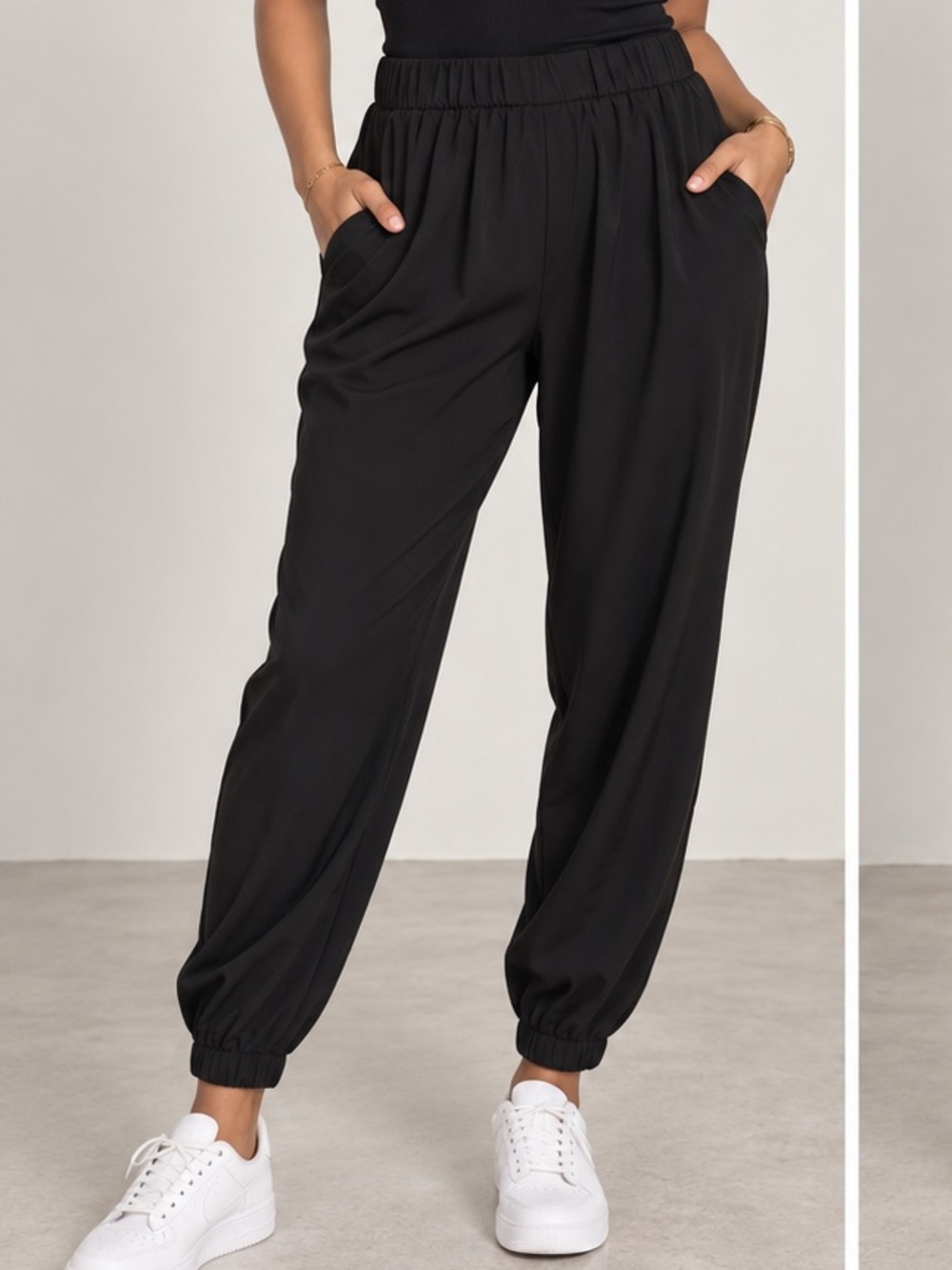 Gianni Bini Black Jogger Pants with Elastic Cuffs